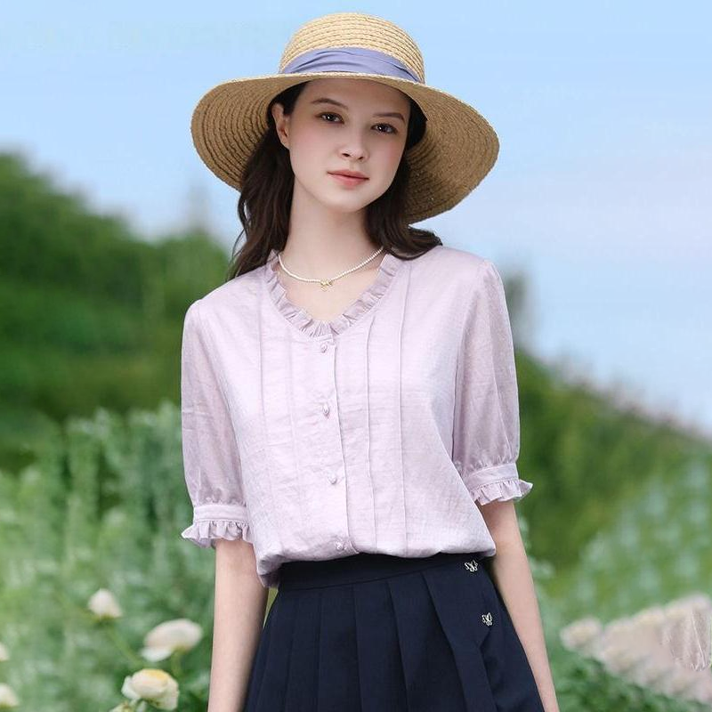 Summer Elegance V-Neck Chiffon Blouse