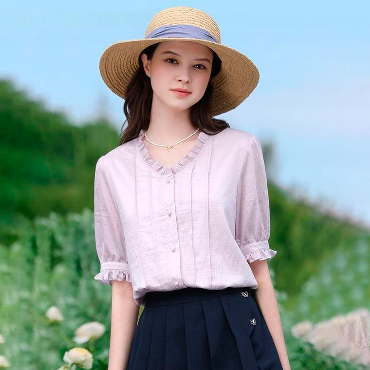 Summer Elegance V-Neck Chiffon Blouse