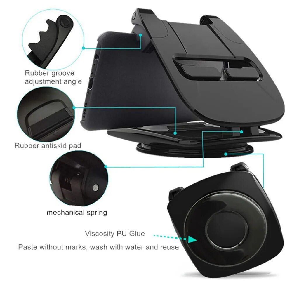 Universal 360° Rotatable Car Dashboard Phone Holder - Non-slip Mat Design for 4.0-6.5" Devices