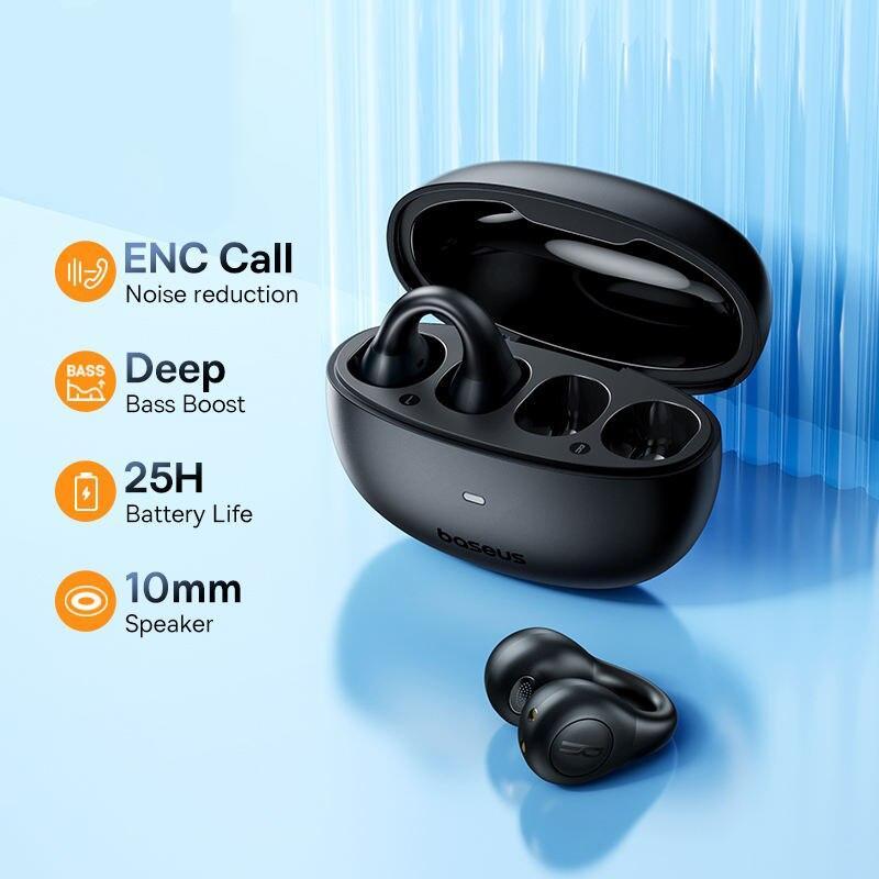 Wireless Ear Clip Earphones with Bluetooth 5.3 - HD Call & Noise Reduction