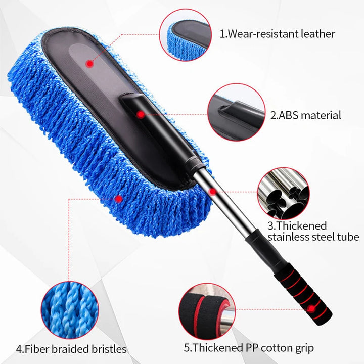 Adjustable Car Washing Mop with Microfiber Brush & Dust Remover Kit