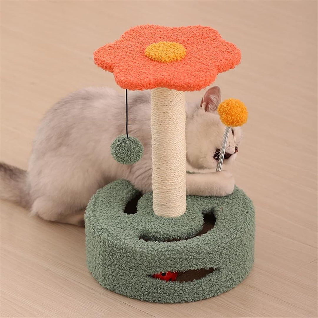 Compact Cat Climbing Frame with Sisal Scratching Post and Interactive Teasing Toys