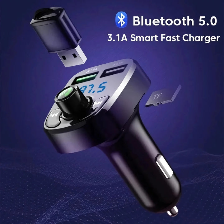 LED MP3 Car Bluetooth FM Transmitter with Dual USB Charger & Hands-Free Calling