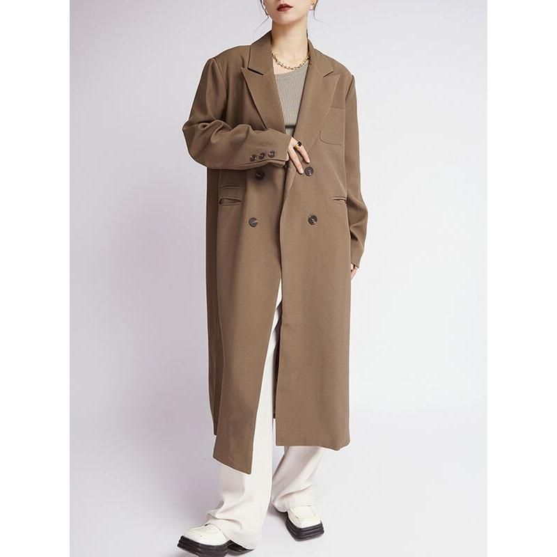 Double Breasted Coffee Trench Coat for Women