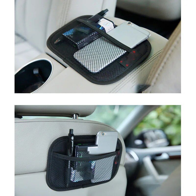 Universal Car Storage Net Pocket: Mobile Phone & Gadget Organizer