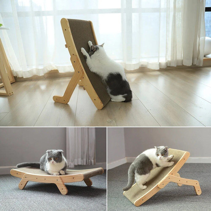 Multi-Functional Wooden Cat Scratcher & Lounge Bed