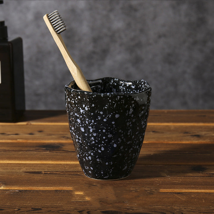 Elegant Ceramic Toothbrush and Mouthwash Holder