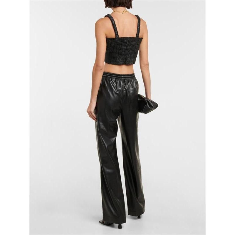 Retro Women's Black Straight Leather Pants