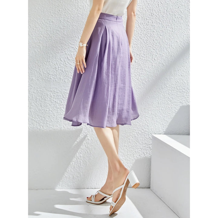 Elegant High Waist Purple A-Line Skirt