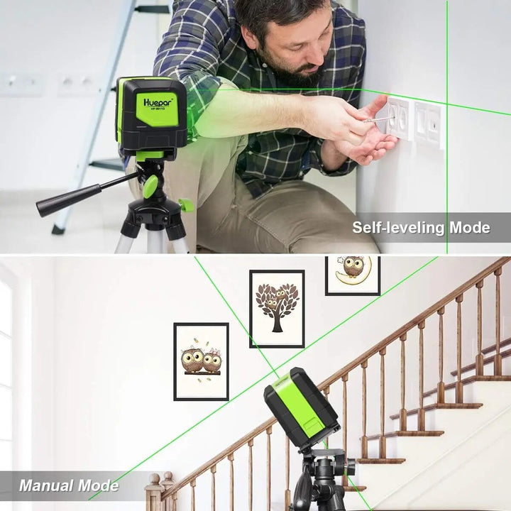 Self-Leveling Cross-Line Laser Level with Dual Green/Red Beam and Magnetic Base