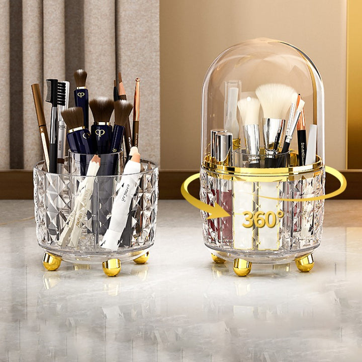 360° Rotating Dustproof Makeup Brush Holder and Organizer