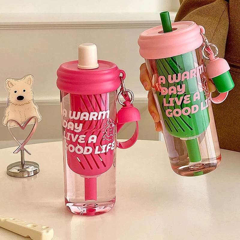 Cute 650ml Tritan Water Bottle with Filter for Girls and Women