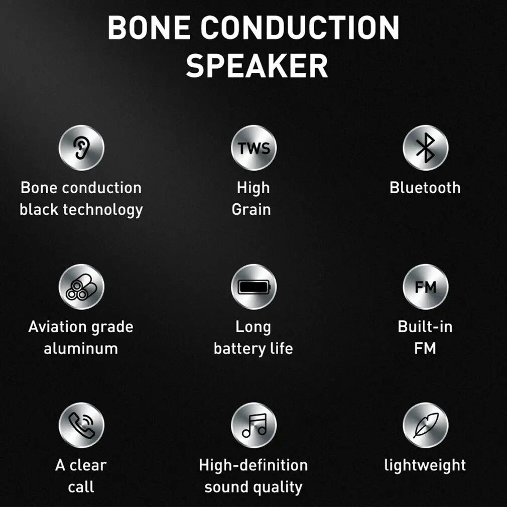 Mini Bluetooth Bone Conduction Speaker: Portable TWS Stereo Soundbox with Dual Audio Channels & FM Radio