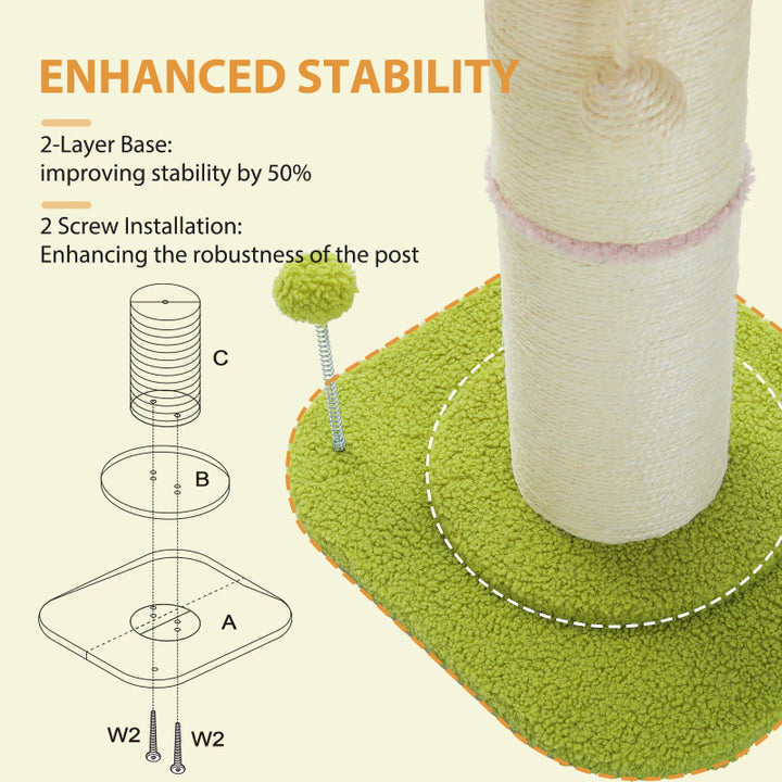 Small Cat Scratching Post with Sisal & Spring Ball Toy