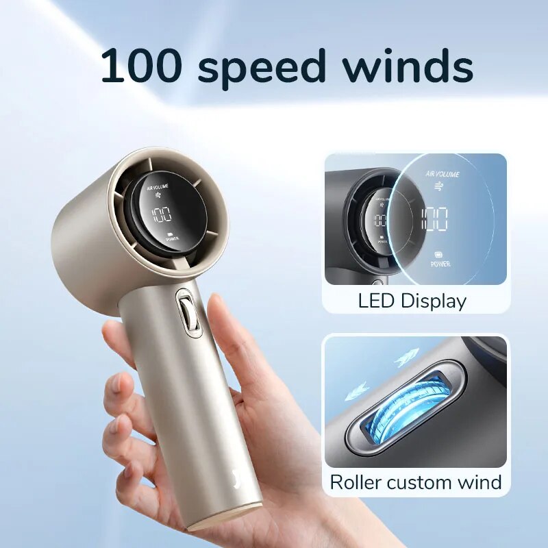 Ultrastrong Wind Speed Portable Mini Fan – Bladeless, Digital Display, USB Rechargeable