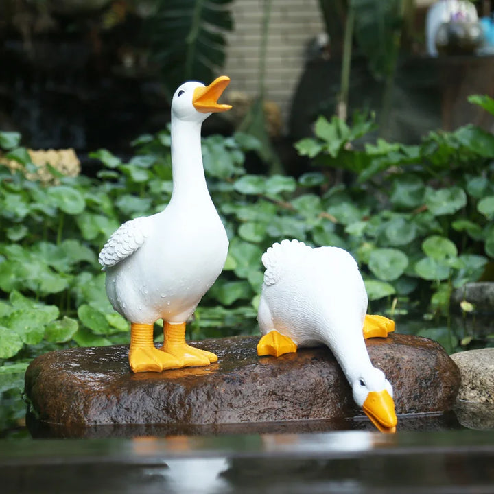 Charming Duck Figurine Sculptures for Home and Garden Decor