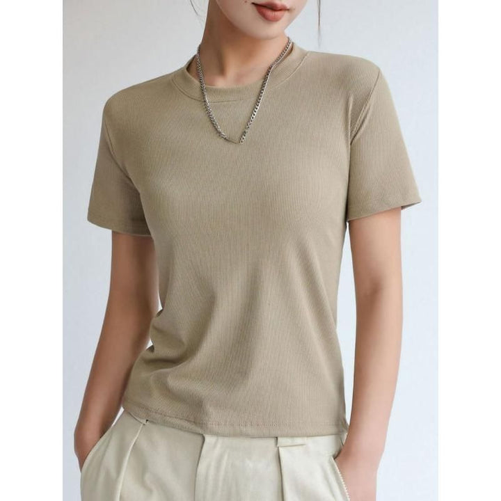 Women's Ribbed Round Neck T-Shirt