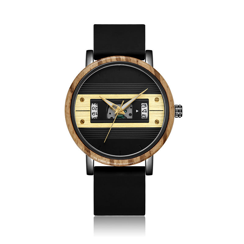 Men's Fashion Simple Wood-like Digital Watch