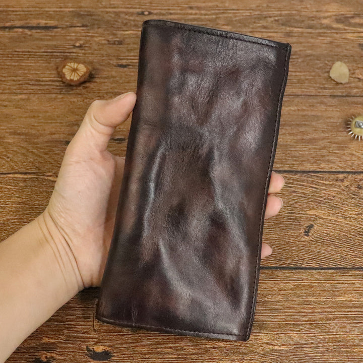 Handmade Old Pleated Long Wallet Men