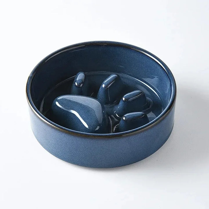 Japanese-Style Ceramic Slow Feeding Bowl for Pets