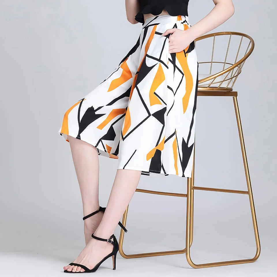 Elegant Wide Leg Capri Pants Skirt