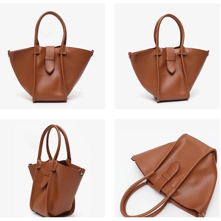 Vegan Leather Trapeze Shoulder Bag