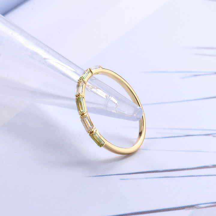 Simple And Versatile Rectangular Natural Crystal Folding Ring