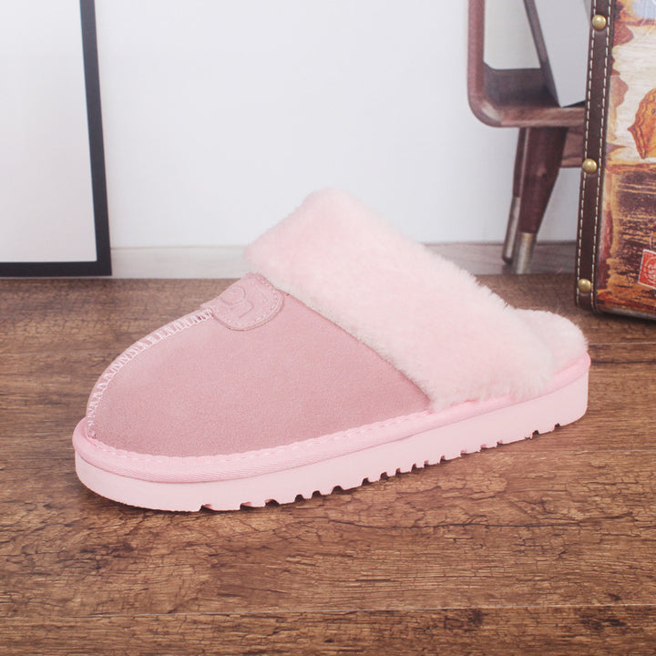 Men's And Women's Cowhide Toe Warm Slippers