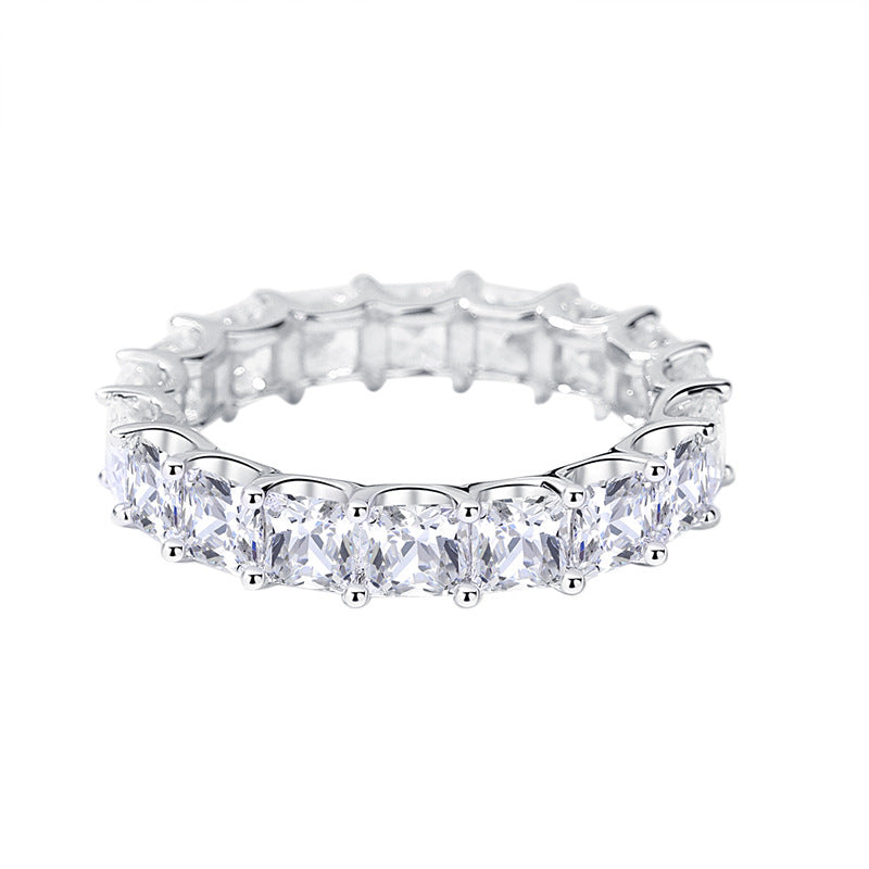 Women's Fashionable And Versatile Square Row Diamond Ring