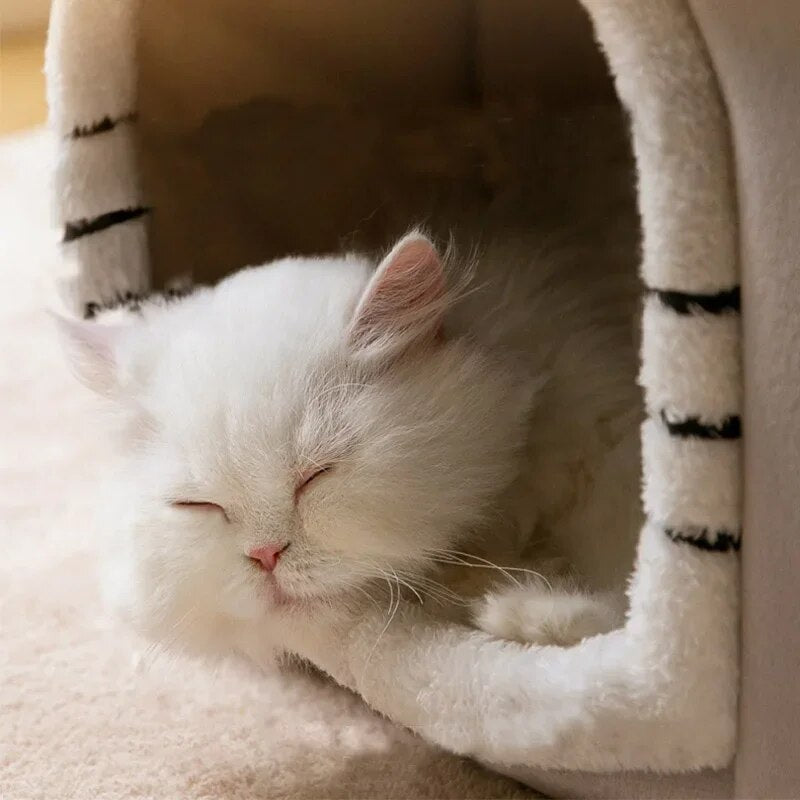 Foldable Winter Warm Cat House: Bed for Small Pets