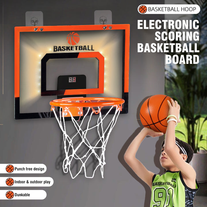 Wall-Mounted Breakaway Basketball Hoop with Electronic Score Counter