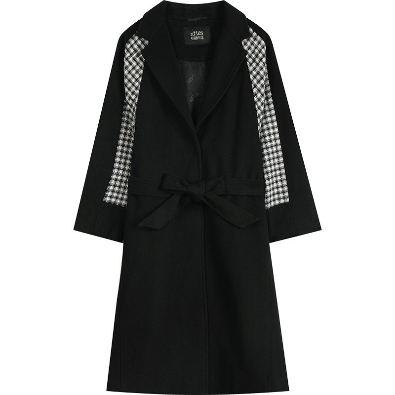 Black Spliced Wool Coat