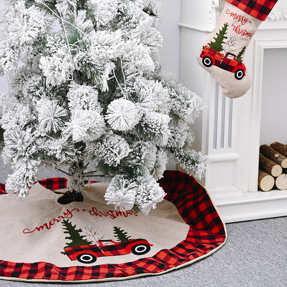 Linen Tree Skirt Car Christmas Tree 120CM Christmas Decoration Tree