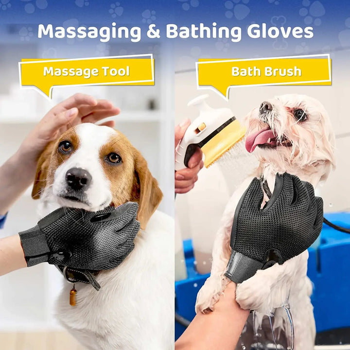 2-in-1 Pet Grooming & Deshedding Gloves - Perfect for Dogs, Cats & More