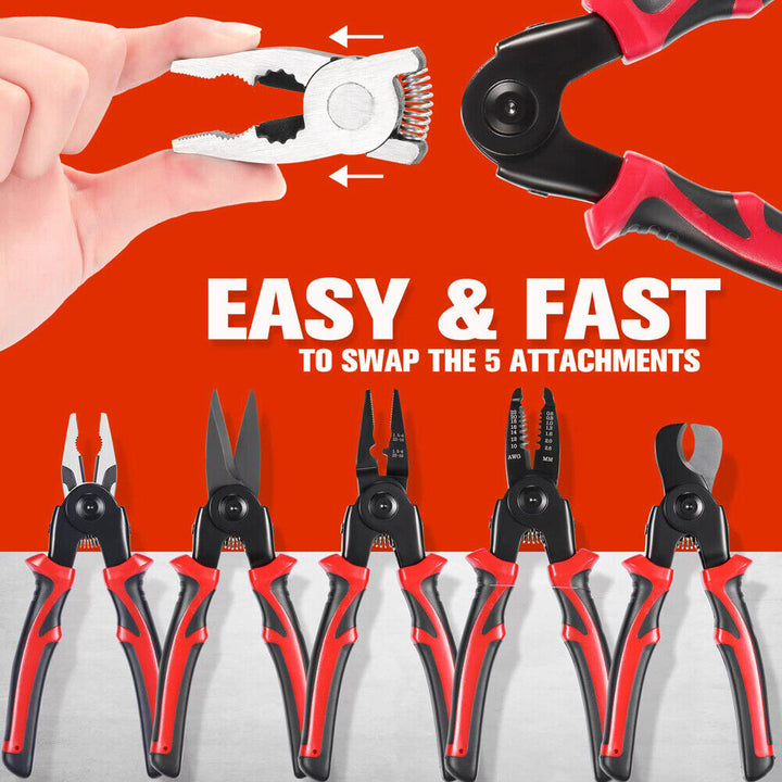 5-in-1 Electrician's Multifunctional Tool Kit with Easy Swap Attachments