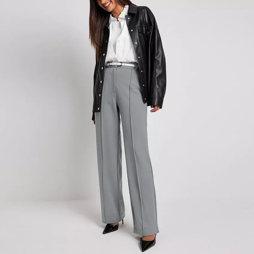 Elegant High Waist Pleated Wide Leg Trousers for Women