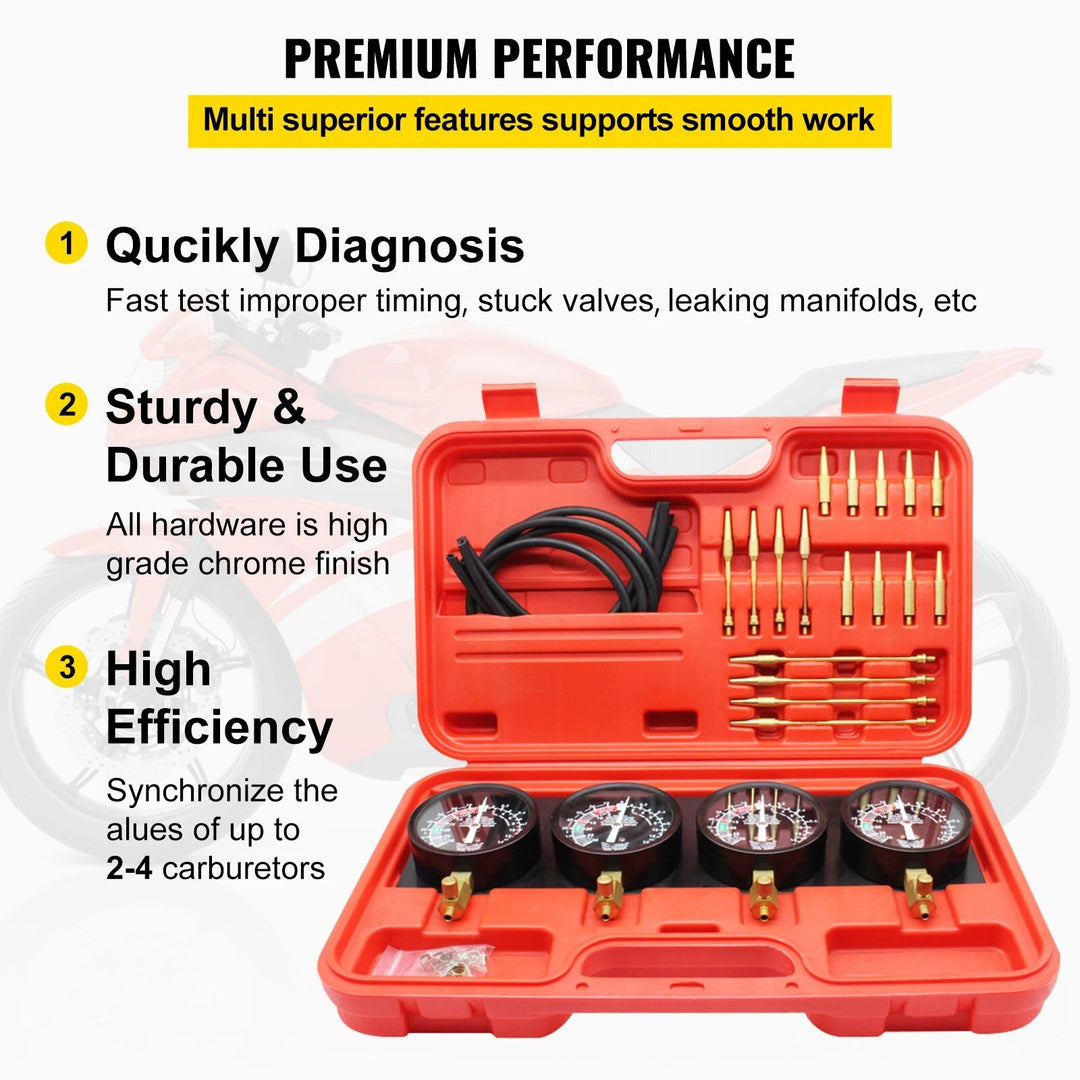 Fuel Vacuum Carburetor Sync & Diagnostic Gauge Set