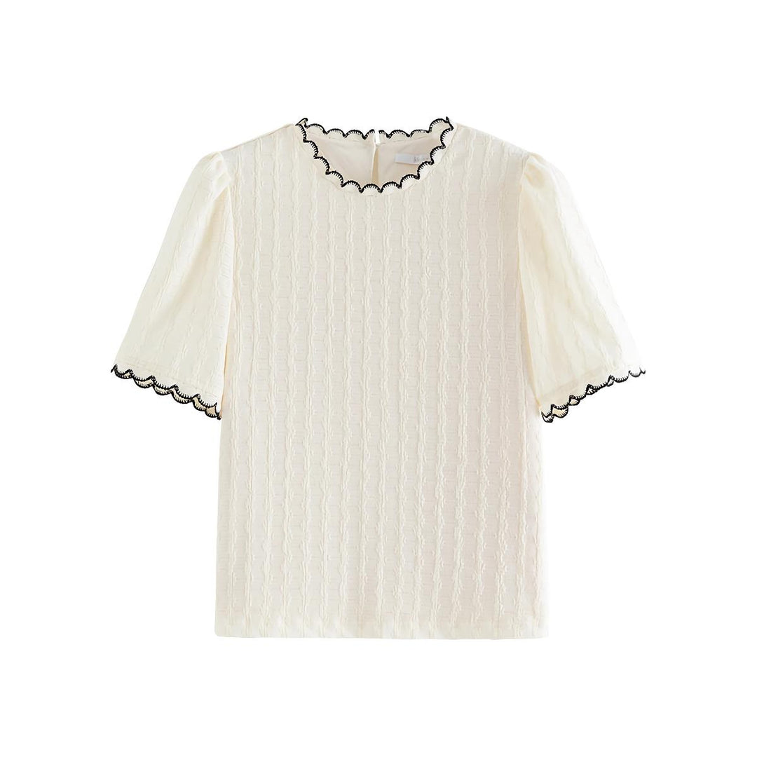 Summer Chic Lace Neckline Knitted Top