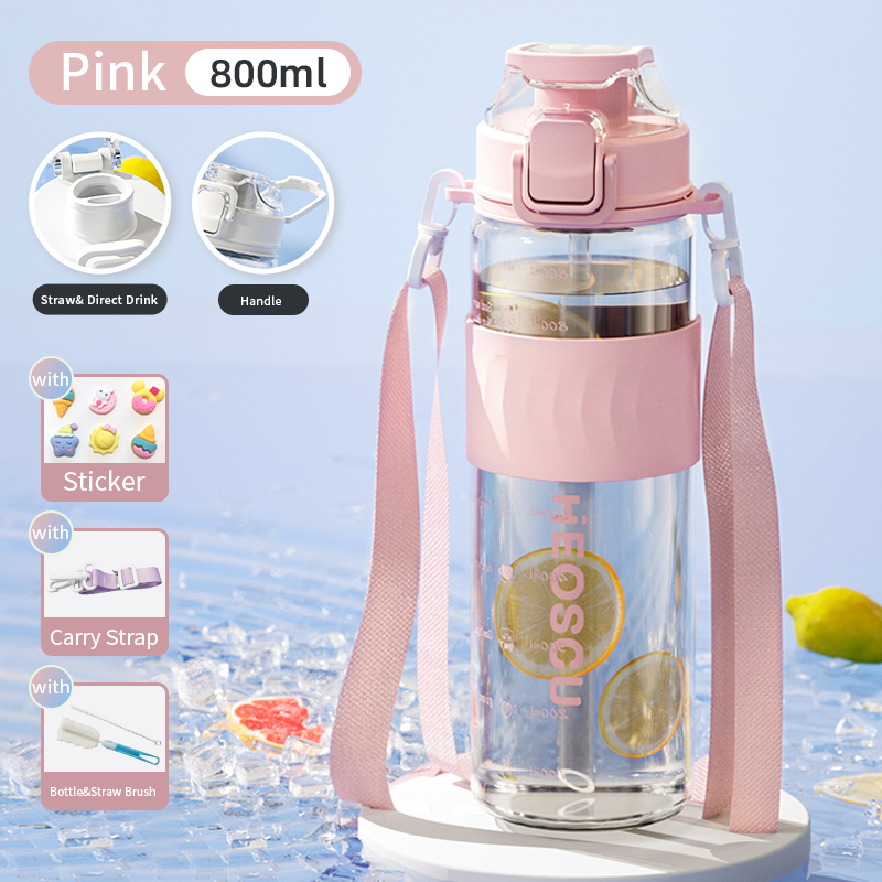 Insulated Glass Water Bottle with Tea Filter & Dual Drinking Modes