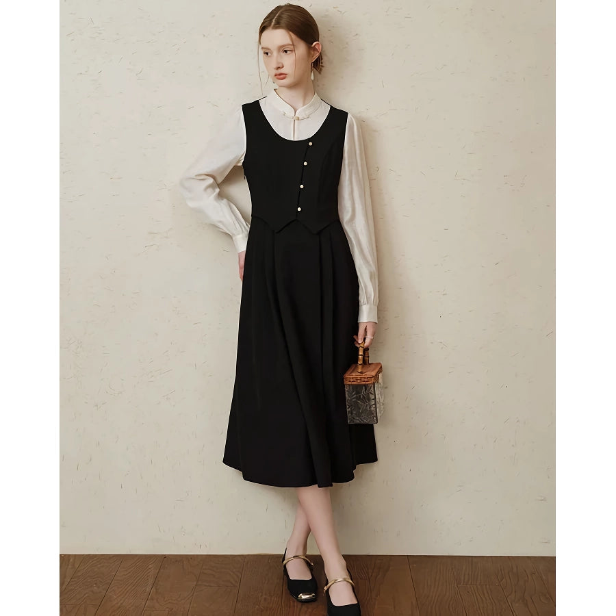 Elegant Office Lady A-Line Dress with Turtleneck