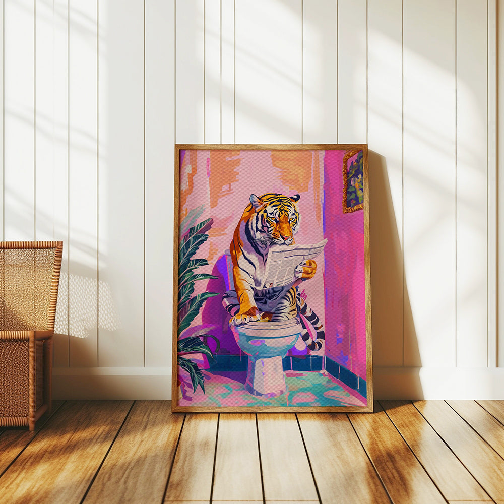 Animal Tiger in a Bathroom Canvas Print