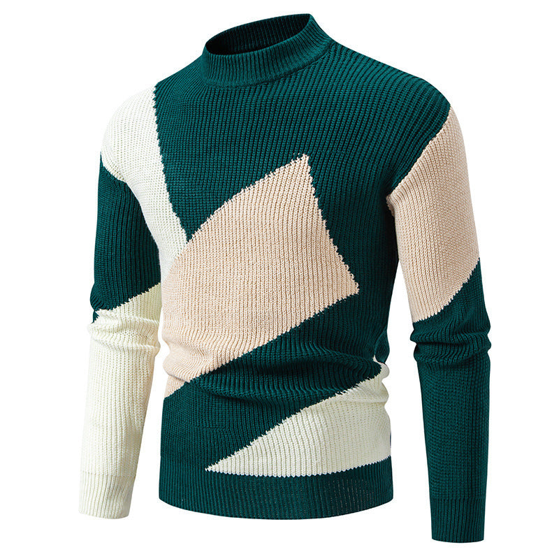 Sweater Men's Round Neck Multicolor Pullover Sweater