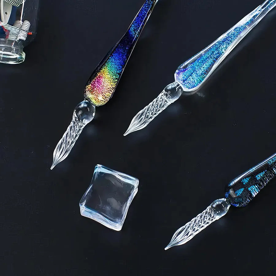 Rainbow Crystal Glass Dip Pen Watercolor Set - Creative Art Stationery Gift