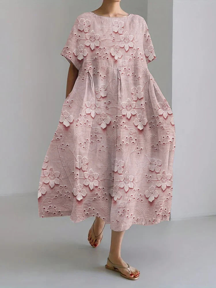 Loose Round Neck Fashion Temperament Printed Dress