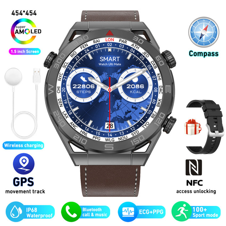 ECG PPG Bluetooth Calling Compass GPS Wireless Charger Smart Watch