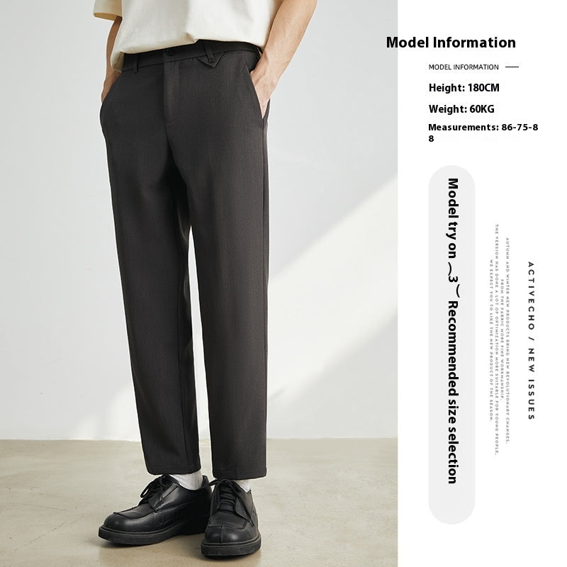 Ankle-length Thin Slim-fitting Small Straight Casual Suit Pants