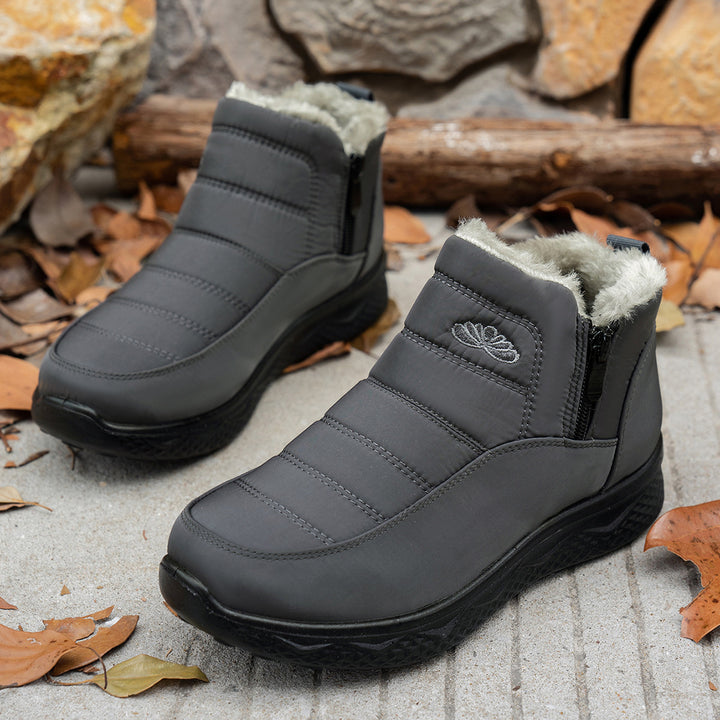 Winter Snow Boots WIth Side Zipper Casual Warm Plush Flat Shoes Women's Fleece Ankle Boot