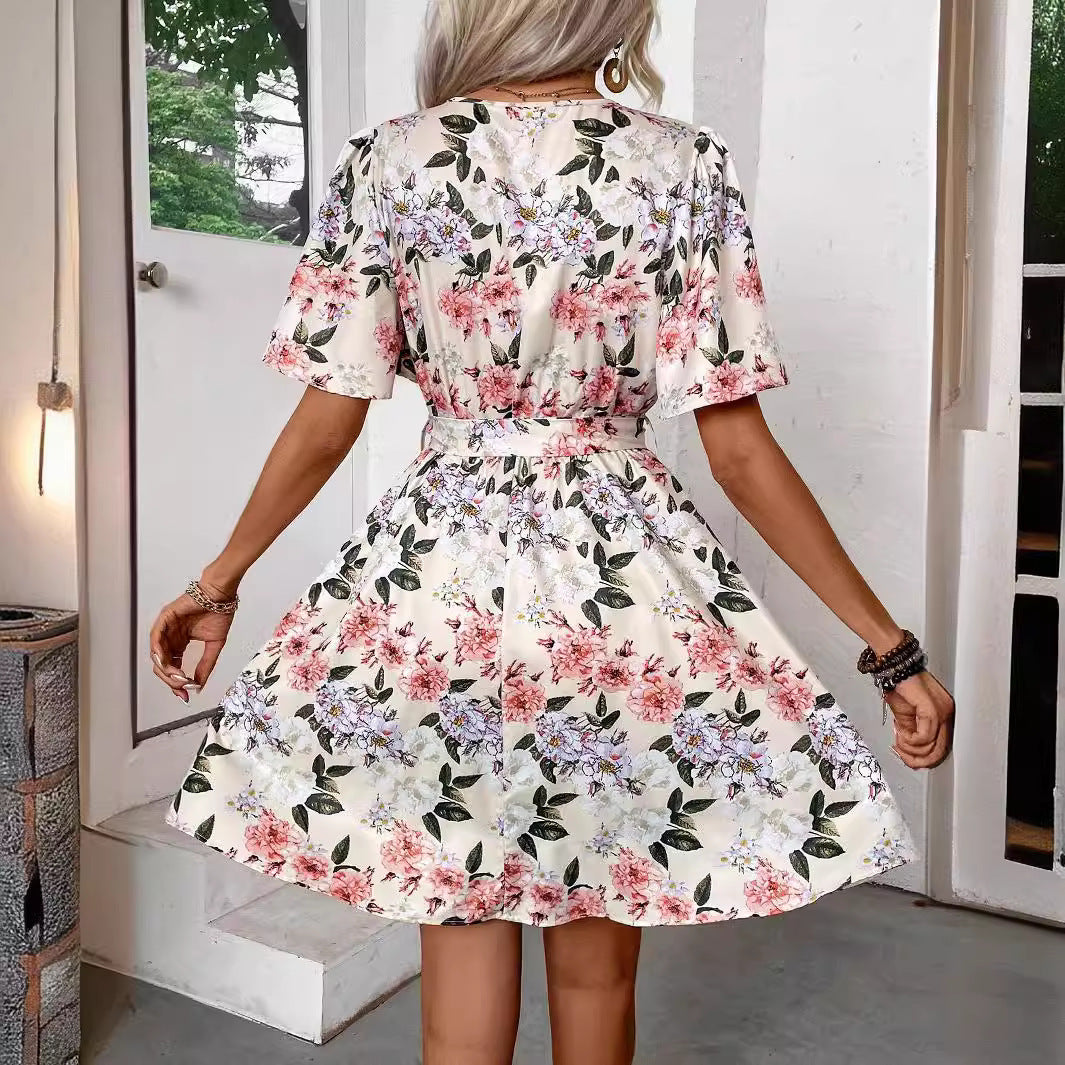 Elegant Floral Print Loose Women Dress