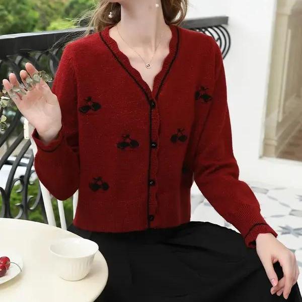 V-neck Casual Knitted Cardigan