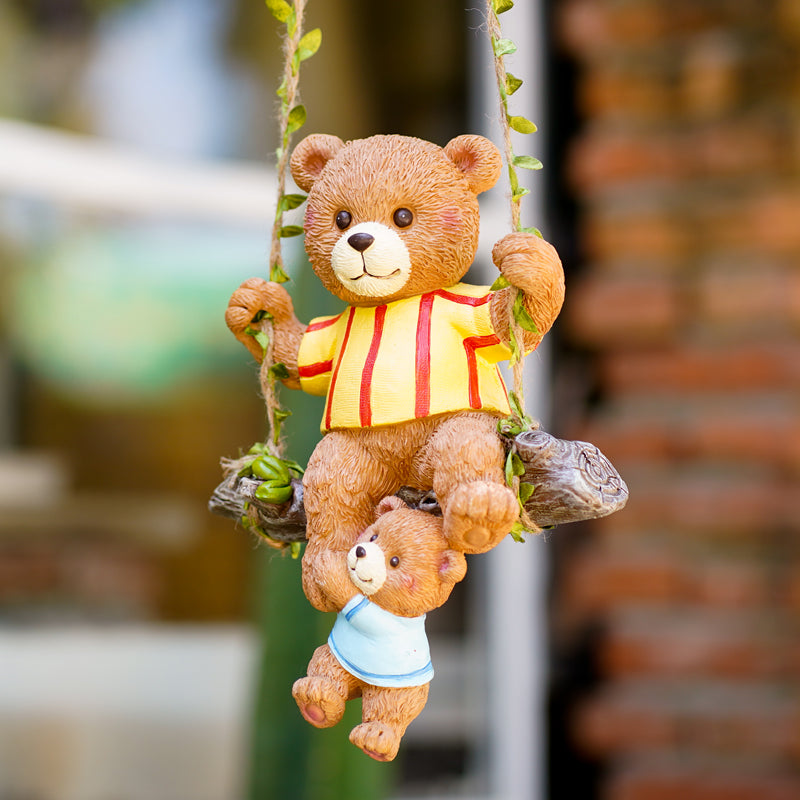 Mother And Child Bear Sitting On Swing Ornament